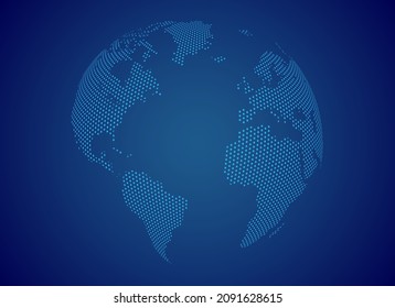 Globale Netzwerkverbindung, Vektorgrafik. Weltkarte zeigt Banner. Karte des Planeten. Konzept des Internet und der Technologie