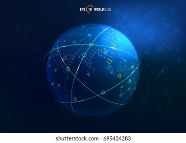 Global Network Connection. Vector Planet Earth