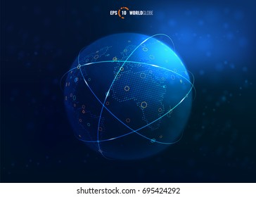 Global Network Connection. Vector Planet Earth