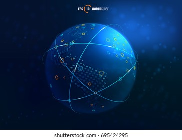 Global Network Connection. Vector Planet Earth