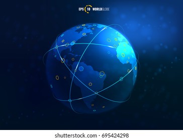 Global Network Connection. Vector Planet Earth