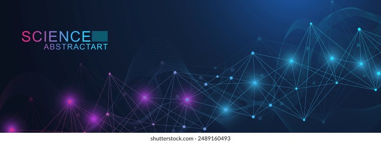 Global network connection website header or banner design. Abstract background with connecting dots and lines. Global business. Social network communication. Internet technology. Vector illustration