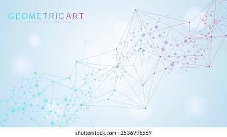 Global network connection website header or banner design. Abstract background with connecting dots and lines. Global business. Social network communication. Internet technology. Vector illustration