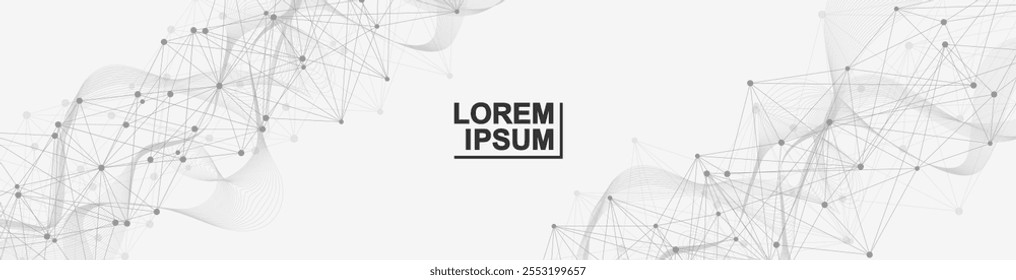 Encabezado de Sitio web de conexión de red global o diseño de Anuncio. Fondo Abstractas con puntos y líneas de conexión. Negocios globales. Comunicación en redes sociales. Tecnología de Internet. Ilustración vectorial