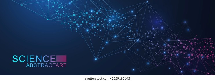 Global network connection website header or banner design. Abstract background with connecting dots and lines. Global business. Social network communication. Internet technology. Vector illustration