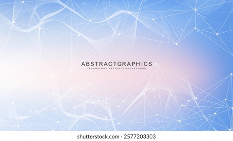 Global network connection website header or banner design. Abstract background with connecting dots and lines. Global business. Social network communication. Internet technology. Vector illustration