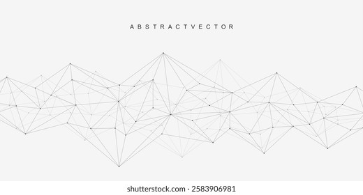 Global network connection website header or banner design. Abstract background with connecting dots and lines. Global business. Social network communication. Internet technology. Vector illustration