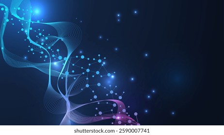 Global network connection website header or banner design. Abstract background with connecting dots and lines. Global business. Social network communication. Internet technology. Vector illustration