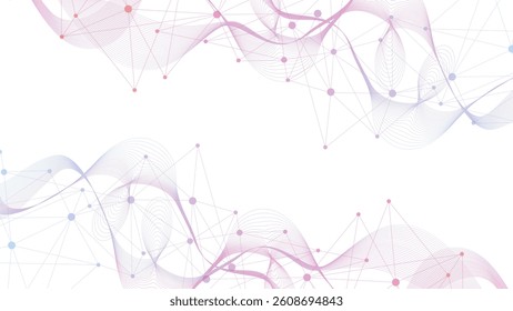 Global network connection website header or banner design. Abstract background with connecting dots and lines. Global business. Social network communication. Internet technology. Vector illustration