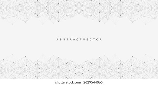 Global network connection website header or banner design. Abstract background with connecting dots and lines. Global business. Social network communication. Internet technology. Vector illustration