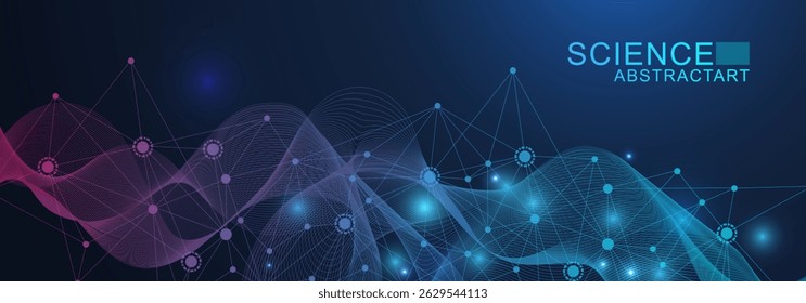 Global network connection website header or banner design. Abstract background with connecting dots and lines. Global business. Social network communication. Internet technology. Vector illustration