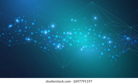 Cabeçalho ou design de banner do site de conexão de rede global. Fundo abstrato com pontos e linhas de conexão. Negócios globais. Comunicação em rede social. Tecnologia da Internet. Ilustração vetorial
