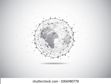 Global network connection. World map point and line composition concept of global business. Vector Illustration