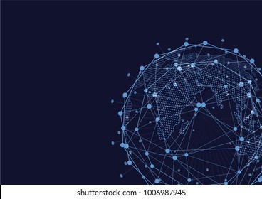 Global network connection. World map point and line composition concept of global business. Vector Illustration