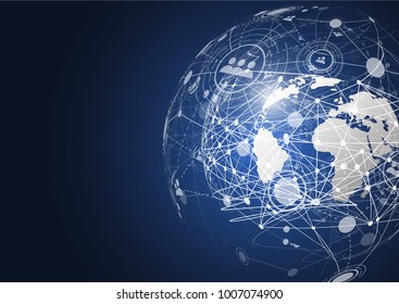 Global network connection. World map point and line composition concept of global business. Vector Illustration