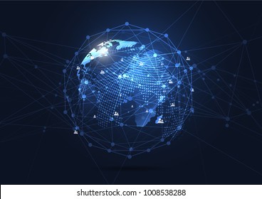 Global network connection. World map point and line composition concept of global business. Vector Illustration