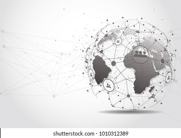 Global network connection. World map point and line composition concept of global business. Vector Illustration