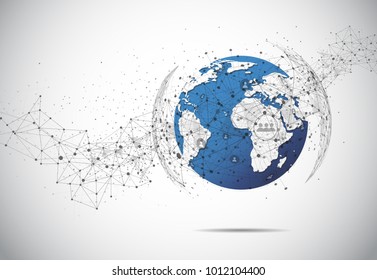 Global network connection. World map point and line composition concept of global business. Vector Illustration