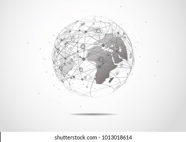 Global network connection. World map point and line composition concept of global business. Vector Illustration