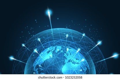Global network connection World map abstract technology background global business innovation concept