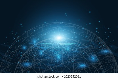 Global network connection World map abstract technology background global business innovation concept