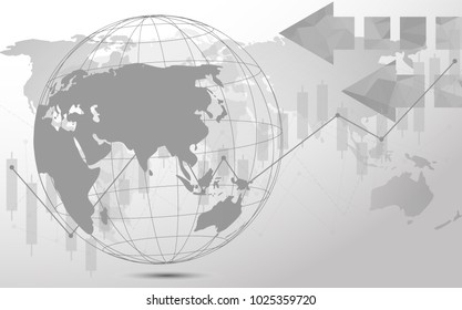 Global network connection. World map point and line