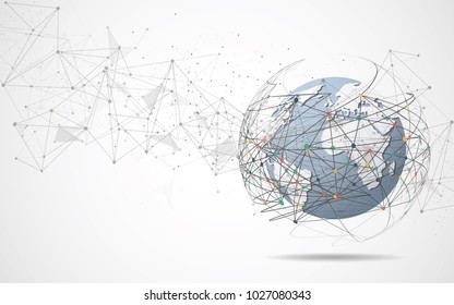 Global network connection. World map point and line composition concept of global business. Vector Illustration
