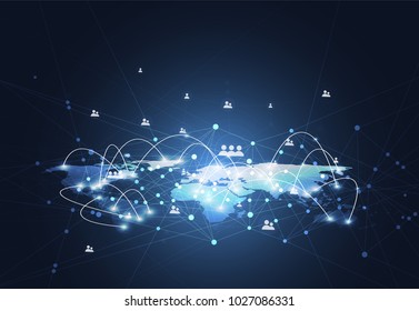 Global network connection. World map point and line composition concept of global business. Vector Illustration