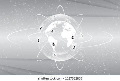 Global network connection World map abstract technology background global business innovation concept