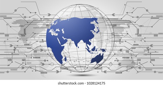 Global network connection. World map point and line composition concept of global business. Vector Illustration
