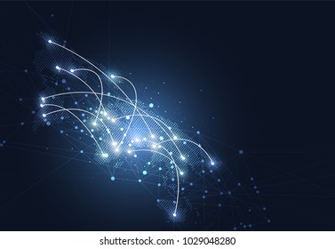 Global network connection. World map point and line composition concept of global business. Vector Illustration - Shutterstock ID 1029048280