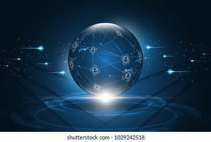 Global network connection World map abstract technology background global business innovation concept
