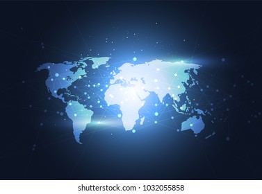 Global network connection. World map point and line composition concept of global business. Vector Illustration