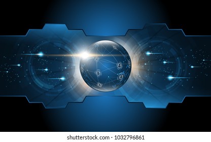 Global network connection World map abstract technology background global business innovation concept
