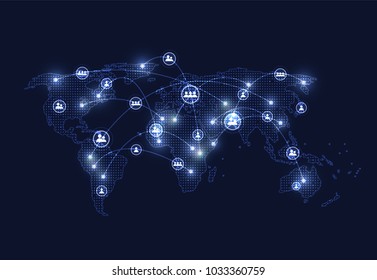 Global network connection. World map point and line composition concept of global business. Vector Illustration