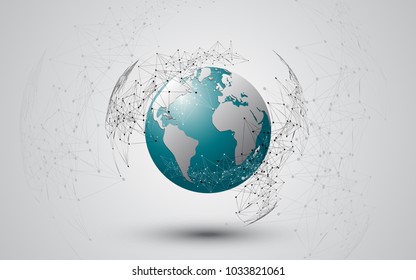 Conexión de red global Fondo de tecnología abstracta del mapa mundial Concepto de innovación empresarial global