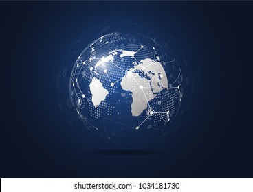 Global network connection. World map point and line composition concept of global business. Vector Illustration