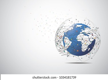 Global network connection. World map point and line composition concept of global business. Vector Illustration