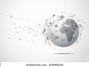 Global network connection. World map point and line composition concept of global business. Vector Illustration