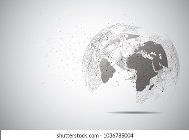 Global network connection. World map point and line composition concept of global business. Vector Illustration