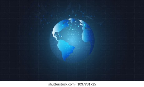 Global network connection with world map background, Symbol of International communication, Social media and Digital devices technology which spans the entire earth.