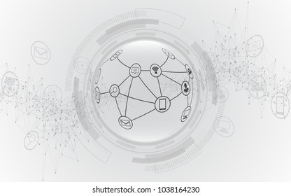 Global network connection World map abstract technology background global business innovation concept