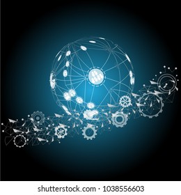 Global network connection. World map point and line composition concept of global business. Vector Illustration