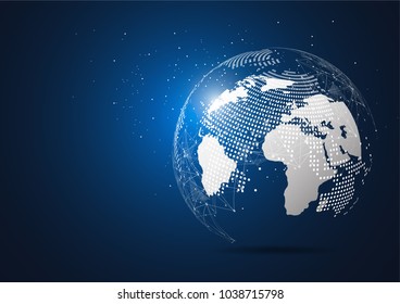 Global network connection. World map point and line composition concept of global business. Vector Illustration