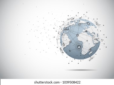 Global network connection. World map point and line composition concept of global business. Vector Illustration