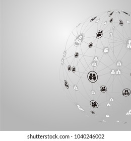 Global network connection. World map point and line composition concept of global business. Vector Illustration