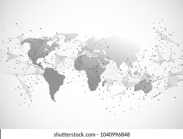 Global network connection. World map point and line composition concept of global business. Vector Illustration