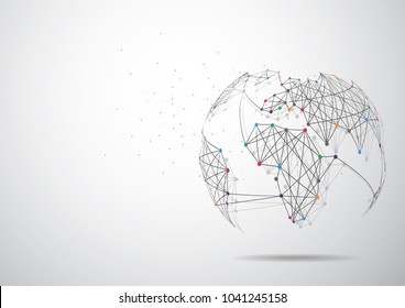 Global network connection. World map point and line composition concept of global business. Vector Illustration