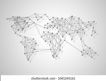 Global network connection. World map point and line composition concept of global business. Vector Illustration