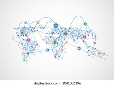 Global network connection. World map point and line composition concept of global business. Vector Illustration